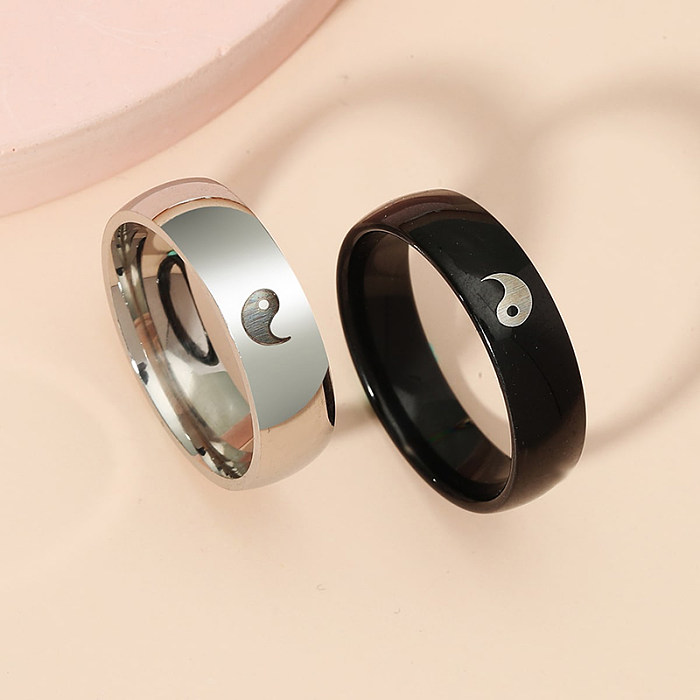 Bijoux de mode en acier inoxydable Yin Yang Eye Couple Ring