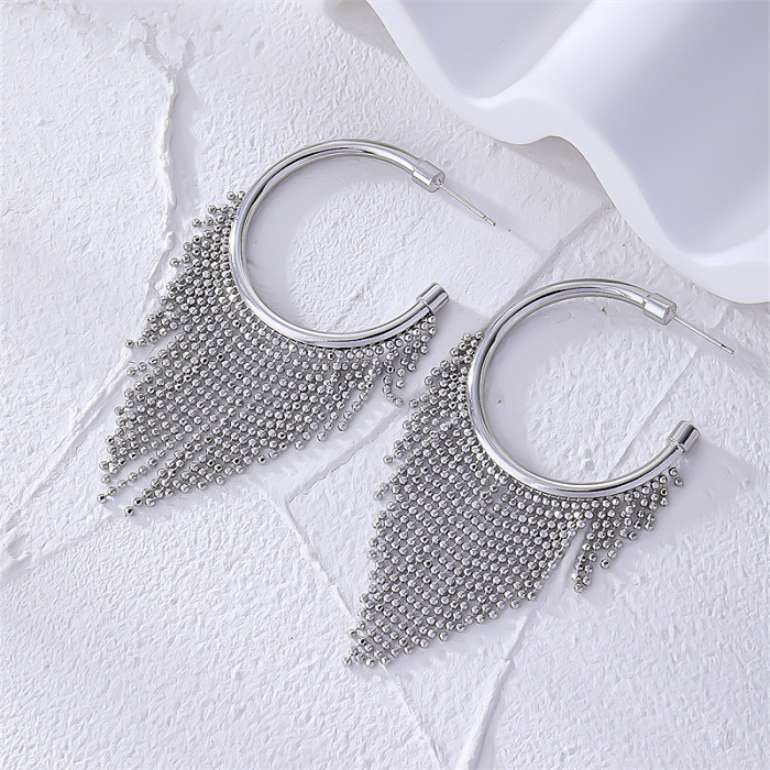 1 paire décontracté Style Simple Streetwear géométrique ovale pétale gland incrustation de cuivre Zircon boucles d'oreilles
