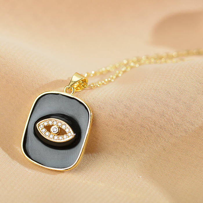 Fashion Devil'S Eye Copper Enamel Rhinestones Pendant Necklace