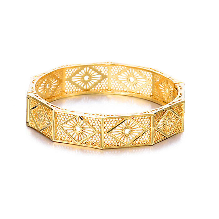 Bracelet plaqué or 24 carats avec placage de cuivre en forme de fleur de style simple