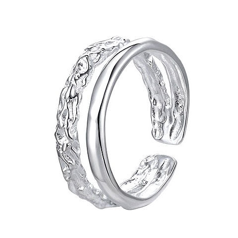 Eleganter Damen-Ring mit geometrischer Verkupferung und Inlay-Zirkon-Versilberung