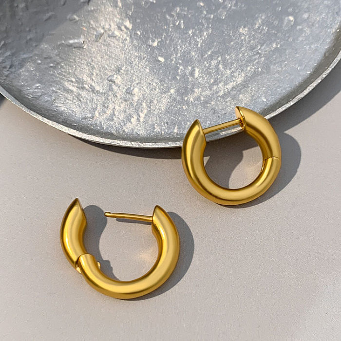1 Pair Streetwear Solid Color Plating Copper Hoop Earrings