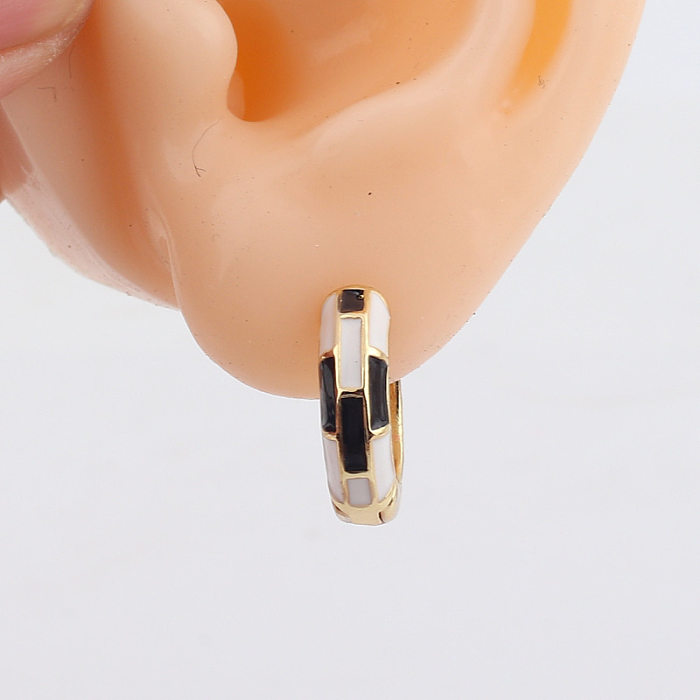 Boucles d'oreilles créoles rétro géométriques en cuivre Boucles d'oreilles en cuivre