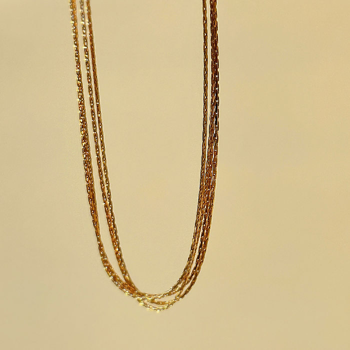 Retro cor sólida aço inoxidável pérola de água doce em camadas colar de pulseiras banhadas a ouro 18K