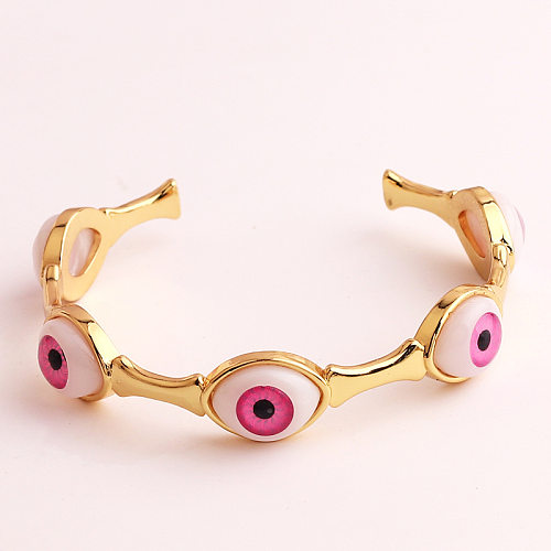 Hip-Hop Devil'S Eye Copper Gold Plated Bangle