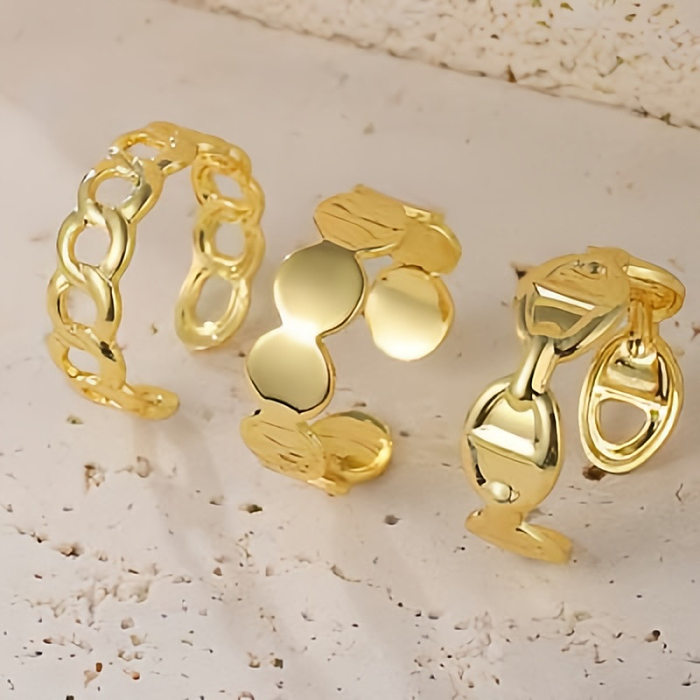 Simple Style Geometric Heart Shape Copper Plating Open Rings