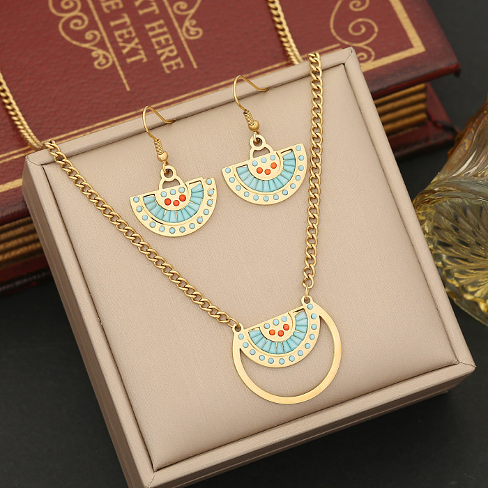 Bohemian Sector Stainless Steel Plating Rings Earrings Necklace