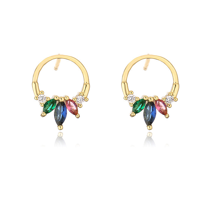 Fashion Geometric Copper Ear Studs Plating Zircon Copper Earrings