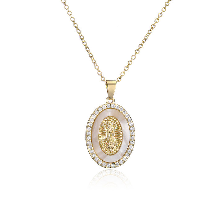 المجوهرات الدينية الكلاسيكية النحاس مطلي 18K الذهب الزركون مريم العذراء قلادة قلادة الإناث