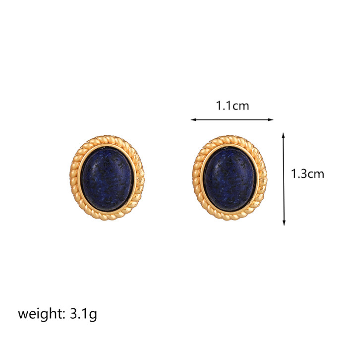 1 Pair IG Style Water Droplets Plating Metal Inlay Copper Natural Stone Freshwater Pearl Glass Stone 18K Gold Plated Ear Studs