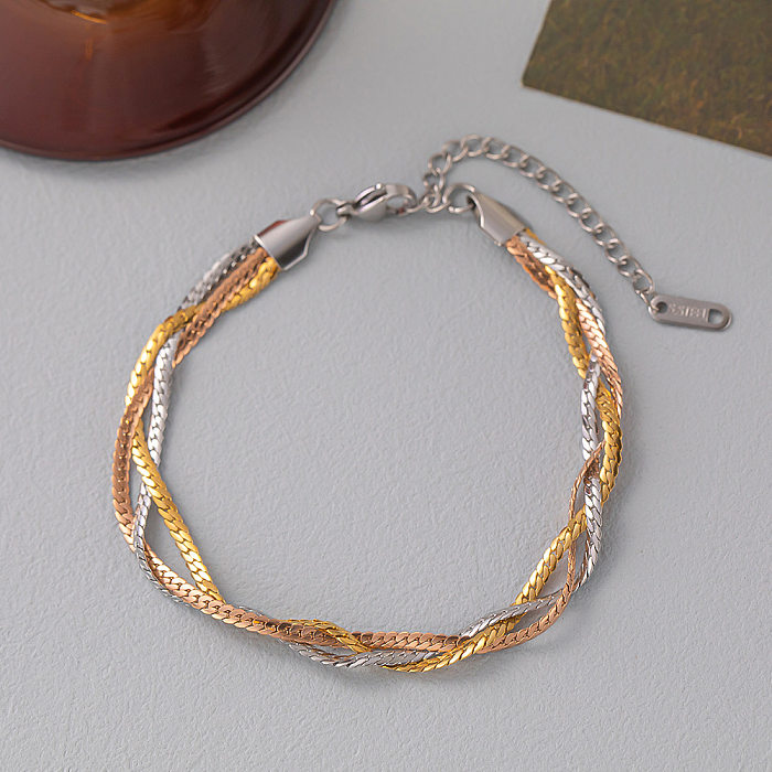 Collier de bracelets de placage en acier titane torsadé de style vintage décontracté