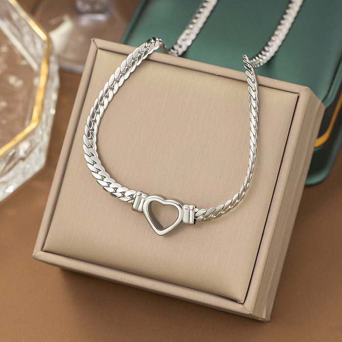 Casual Simple Style Heart Shape Titanium Steel Plating Inlay Pearl Shell Bracelets Earrings Necklace