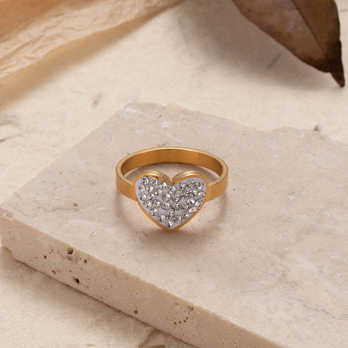 Casual Streetwear Animal Heart Shape Butterfly Stainless Steel Plating Inlay Zircon 18K Gold Plated Rings