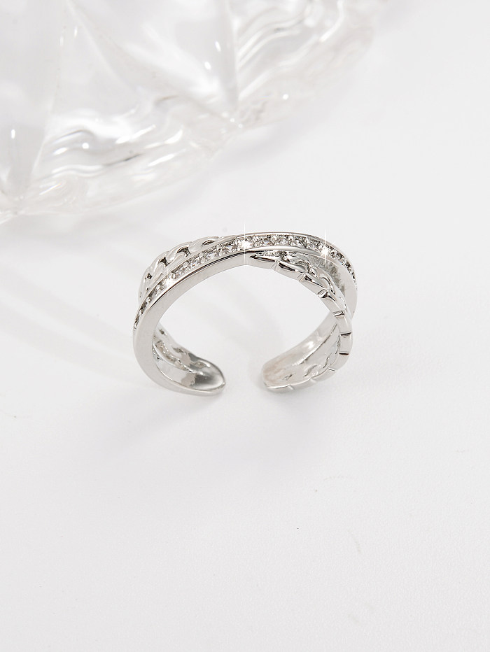 IG Style Casual Simple Style Solid Color Copper Plating Inlay Zircon 18K Gold Plated Open Ring