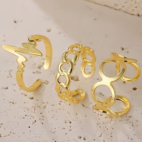 Simple Style Geometric Heart Shape Copper Plating Open Rings