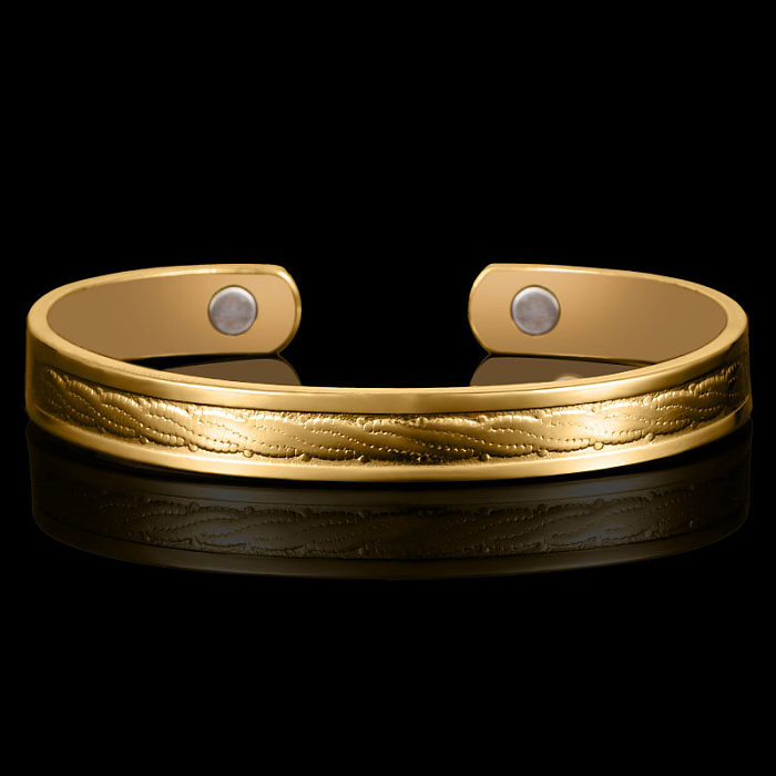 Retro Solid Color Copper Plating Gold Plated Bangle