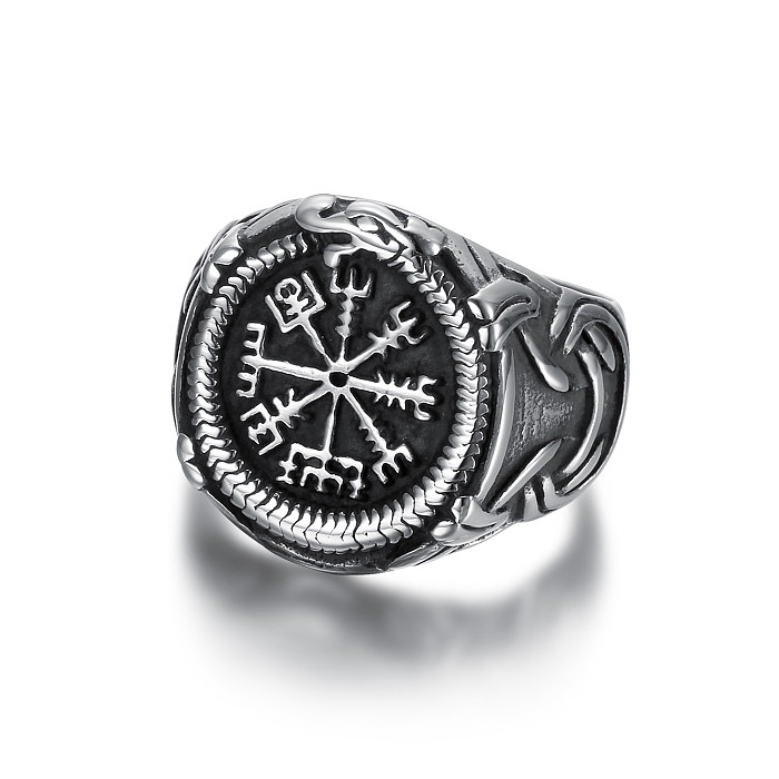 Retro Punk Cool Style Totem Symbol Stainless Steel Rings In Bulk