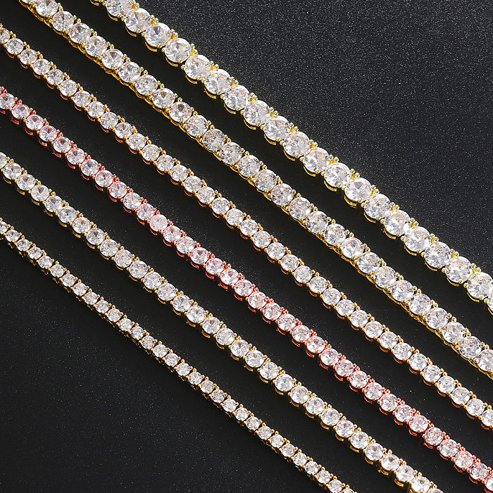 Colar de pulseiras unissex de zircônia com incrustações de cobre redondas da moda, 1 peça