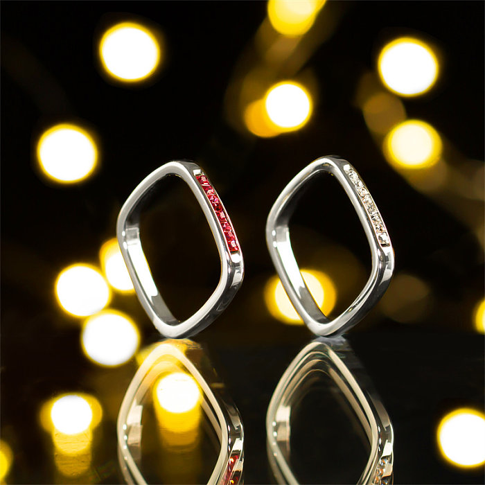 Anéis de zircão embutidos de polimento de aço inoxidável geométrico estilo clássico estilo simples