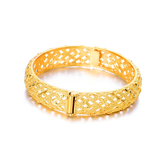 Ethnic Style Solid Color Copper Plating Gold Plated Bangle