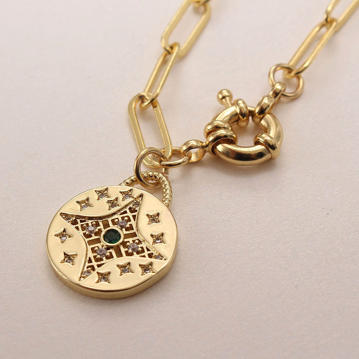 Vintage Style Round Copper Gold Plated Zircon Layered Necklaces In Bulk