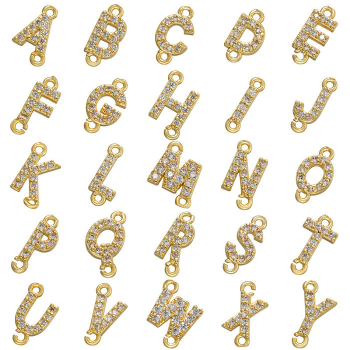 1 Stück modische Buchstaben-Kupfer-Inlay-Zirkon-Armbänder