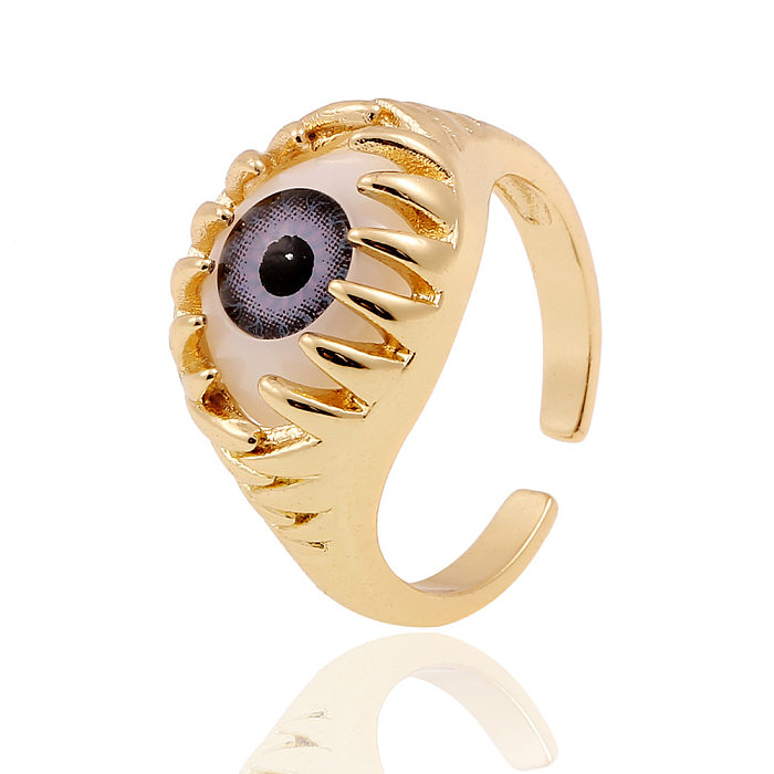 Fashion Copper Plated Real Gold Evil Eye Women's Simple Tail Ring