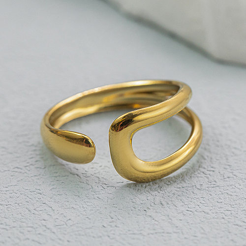 INS-Stil, einfacher Stil, einfarbig, Titan-Stahlbeschichtung, ausgehöhlter offener Ring