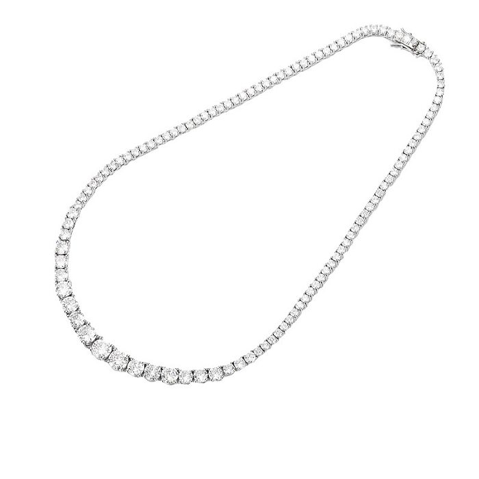 Hot Sale In Europe And America Gradient Size Zircon Necklace Hip Hop Single Row Tennis Chain Trendy Unique Style Necklace Wholesale