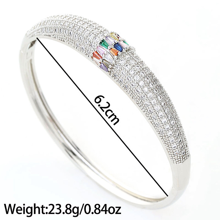 Classic Style Round Copper Inlay Zircon Bangle