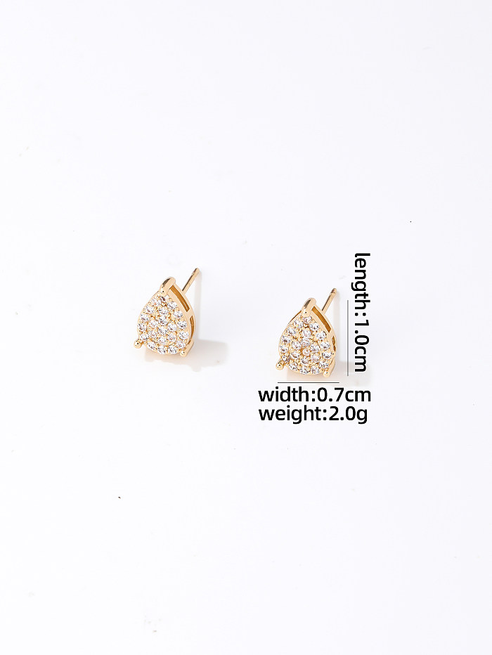1 Pair Hip-Hop Cool Style Shiny Water Droplets Plating Inlay Copper Zircon Ear Studs