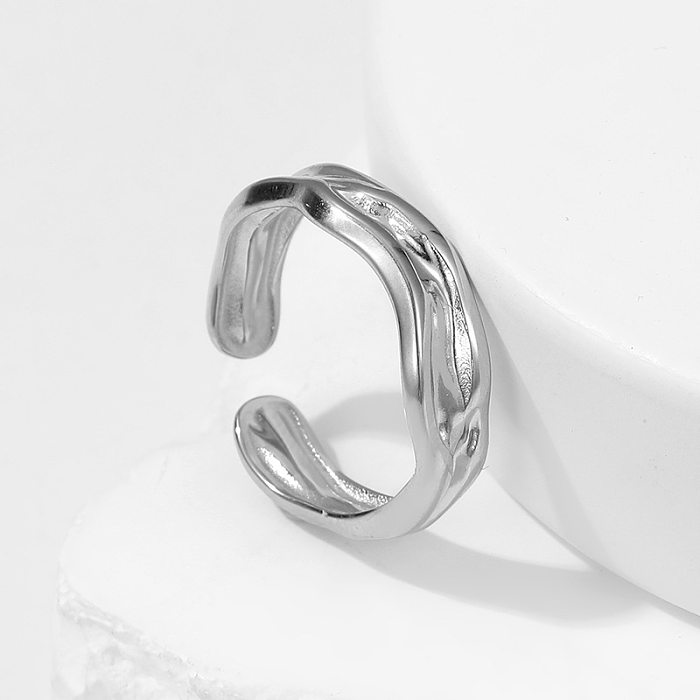 1 Stück modischer offener Ring mit geometrischer Edelstahlbeschichtung