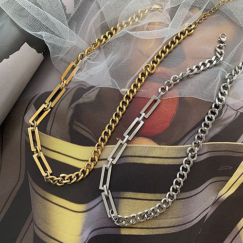 Fashion Solid Color Titanium Steel Patchwork Bracelets Necklace 1 Piece