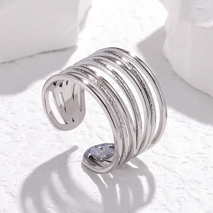 Casual Simple Style Solid Color Stainless Steel Plating Open Rings