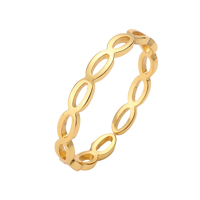 حلقات مفتوحة أنيقة بعقدة هندسية على شكل فيونكة كلاسيكية ومطلية بالنحاس ومرصعة بالزركون ومطلية بالذهب