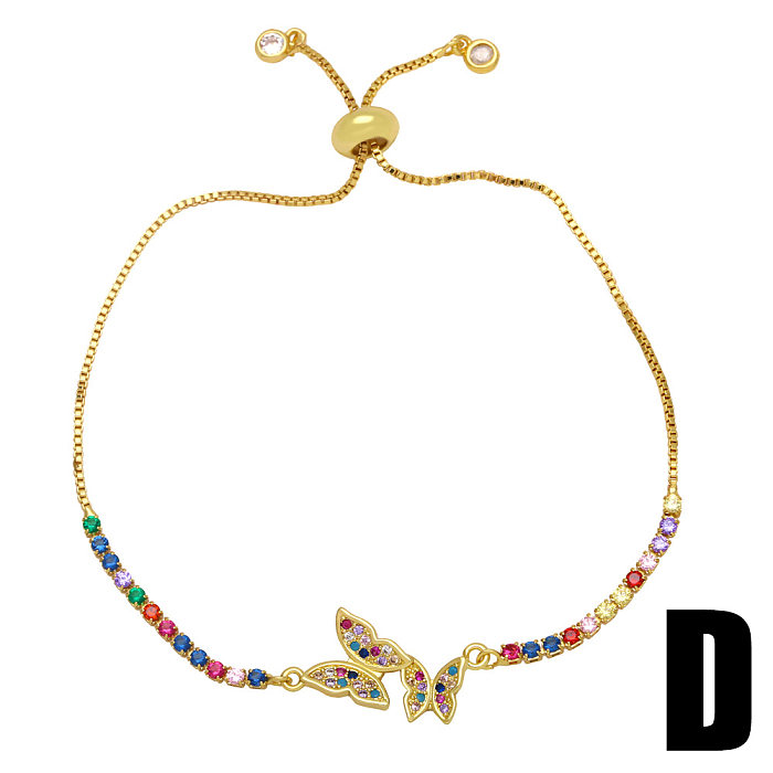 Simple Zircon-studded Butterfly Copper Bracelet Wholesale