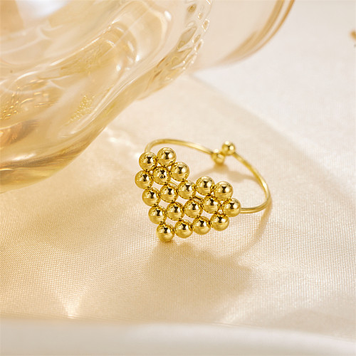 خواتم مفتوحة مطلية بالذهب عيار 18 قيراط مطلية بالذهب على شكل قلب وأسلوب بسيط على شكل قلب