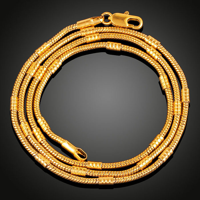 مجموعة مجوهرات مطلية بالذهب عيار 18 قيراط بتصميم بسيط بلون النحاس