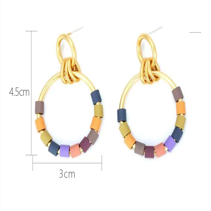 1 Pair Simple Style Color Block Patchwork Copper 18K Gold Plated Drop Earrings