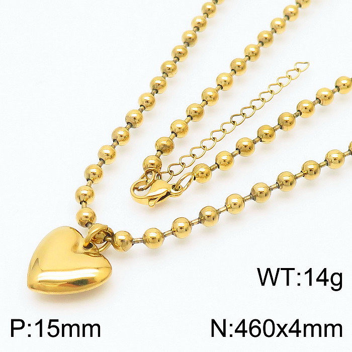 Lässige Urlaubs-Armband-Halskette in Herzform mit Titanstahlbeschichtung und 18 Karat vergoldet