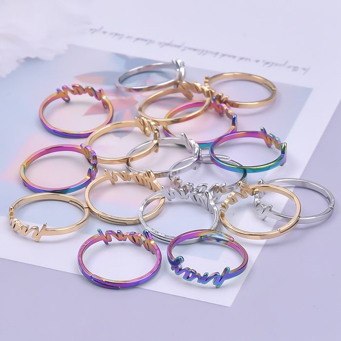 Wholesale Simple Style Letter Stainless Steel Open Rings