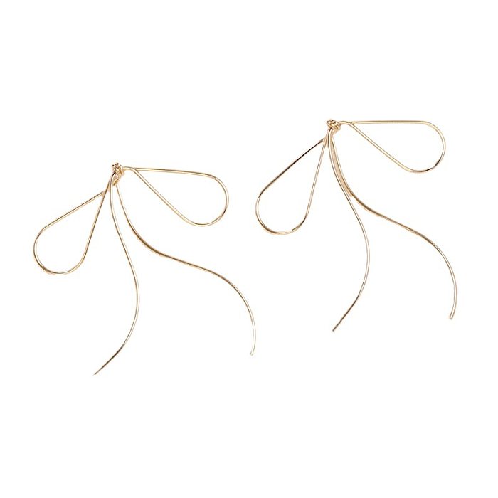 1 Pair Simple Style Bow Knot Plating Copper Gold Plated Drop Earrings