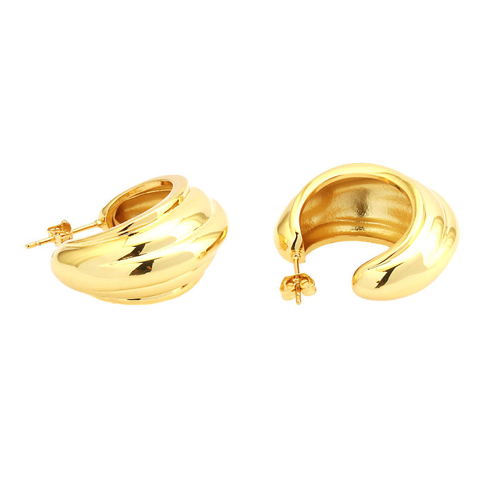 1 Pair Retro Simple Style C Shape Plating Copper 18K Gold Plated Drop Earrings