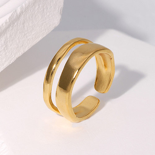 Einfacher, geometrischer offener Ring aus Edelstahl mit Aushöhlung, 1 Stück
