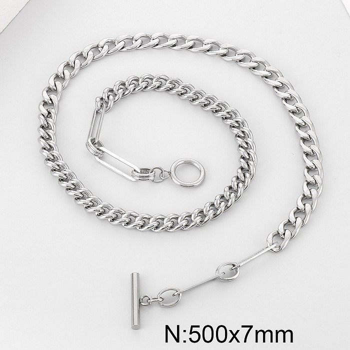 Lässige, einfarbige Titan-Stahl-Armband-Halskette mit Schnalle