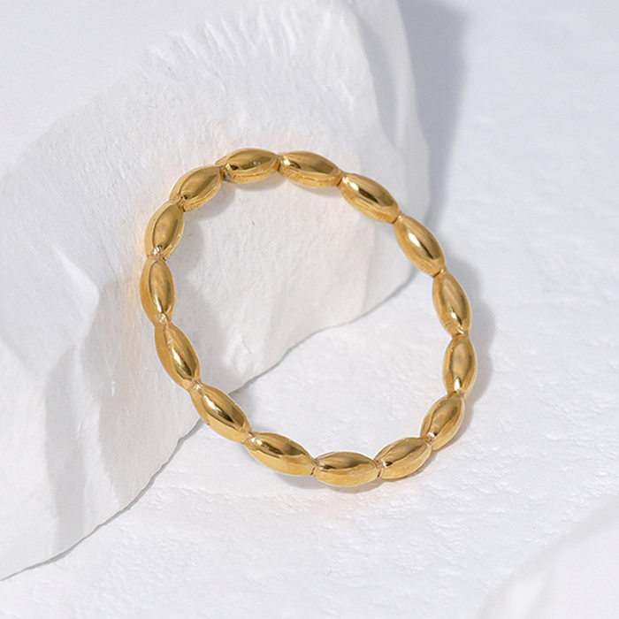 Sweet Solid Color Stainless Steel Plating 18K Gold Plated Rings