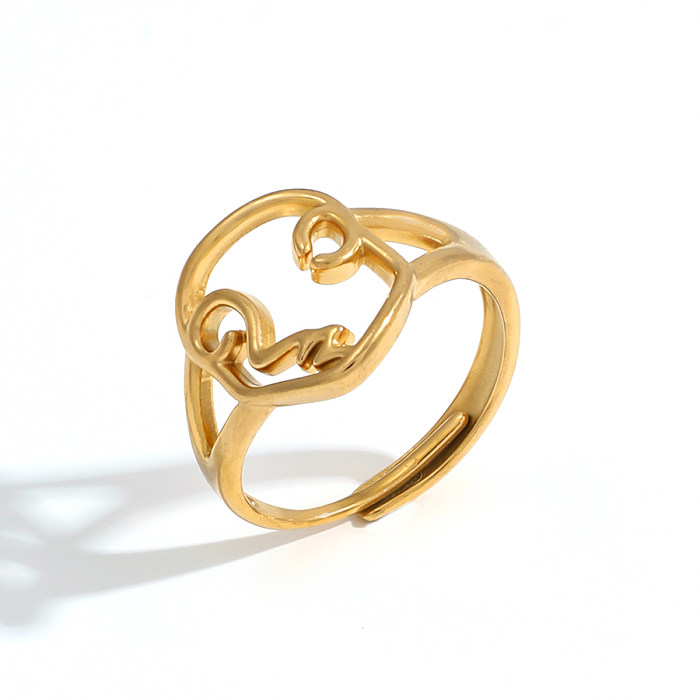 Simple Style Classic Style Solid Color Stainless Steel Plating Hollow Out 18K Gold Plated Open Rings