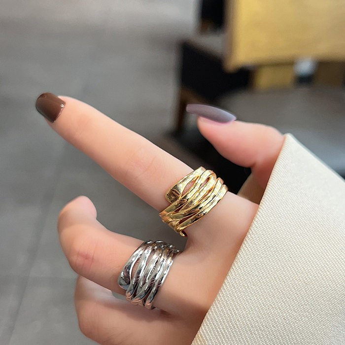 Punk Simple Style Solid Color Copper Plating Open Ring