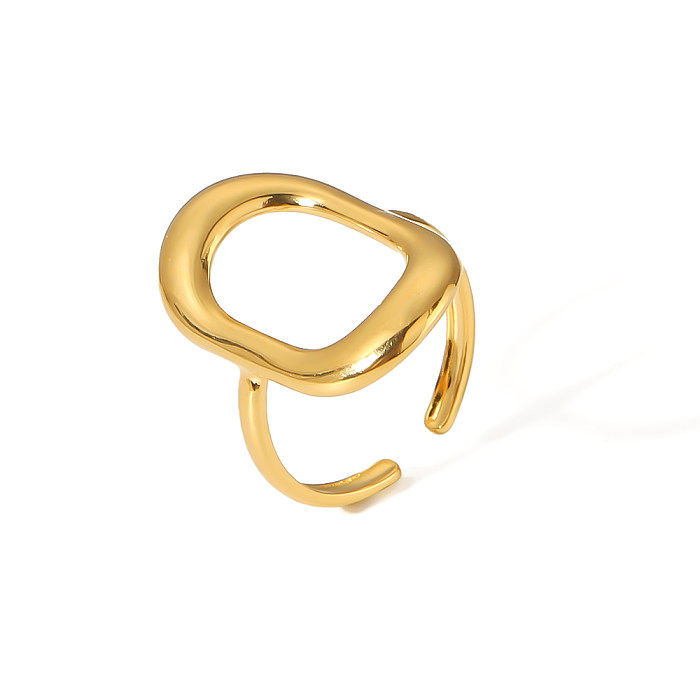 Anillos abiertos chapados en oro de 18K con revestimiento de acero inoxidable de serpiente en forma de corazón de círculo retro