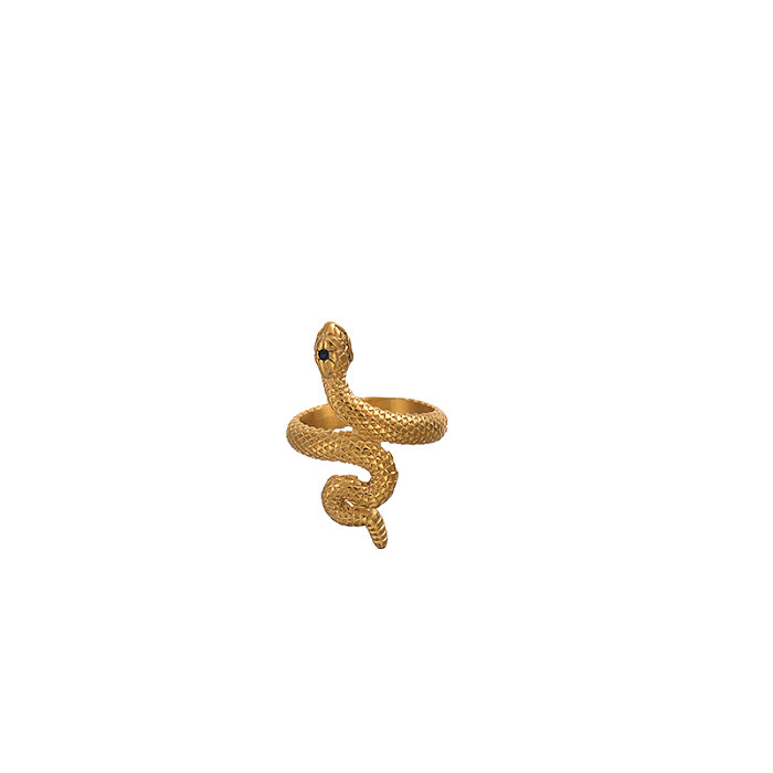 Anéis banhados a ouro com revestimento esmaltado de aço inoxidável estilo cobra IG